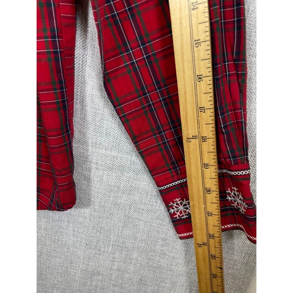 Karen Scott Sport Women Red Plaid Snowflake Embroidered Button Down Shirt Size S - Picture 4 of 11